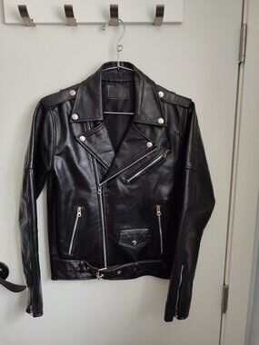 EUC Classic Heavyweight Genuine Leather Moto Jacket - Size XS